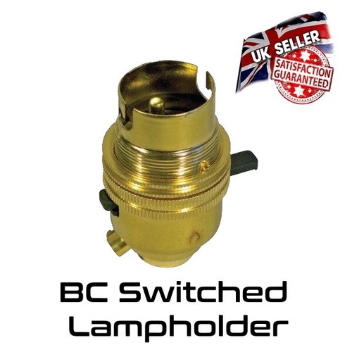 Brass lamp holder - lamp, switched