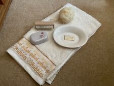 Hand Towel, Soap Dish, Pumice, Scrubbing Brush & Body Buffer. Cream