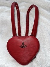 Vivienne Westwood Ella Heart Backpack Bag In Red With Silver Hardware