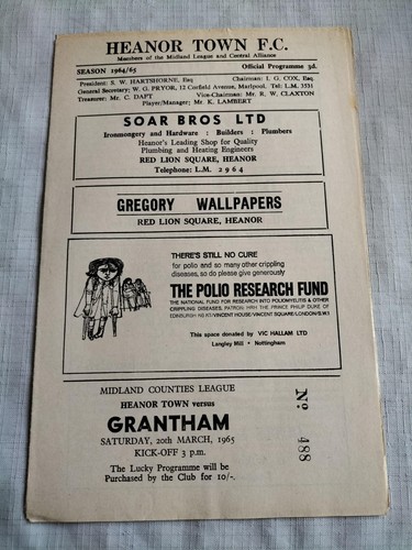 1964 heanor town grantham - v,