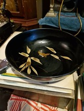 Vintage Lacquered Inlaid Bowl ( 25 Cm Across X 8 Cm Deep) Box J8