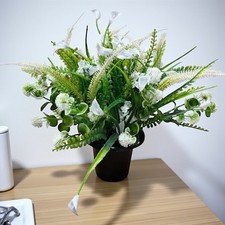 Artificial flowers memorial Pot - Grave arrangement  White calla Lilies 56