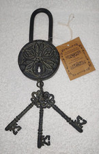 Decorative non working Antique style Padlock and 3 Keys -Cast Iron Hand Crafted