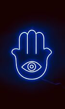 LED neon artwork sign Hamza Evil Eye USB electric blue Custom Made 