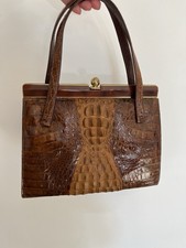 Vintage Genuine Alligator Crocodile Skin Leather Shoulder Handbag Exotic Skin UK