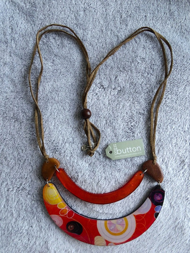 One button corded necklace - button,