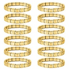Italian Bracelet 9mm 18 Link Modular Italian Bracelet Charm Gold Stainless Steel