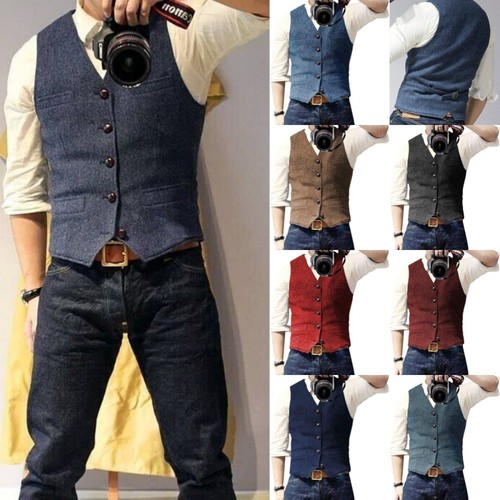Men tweed waistcoats retro - tweed,
