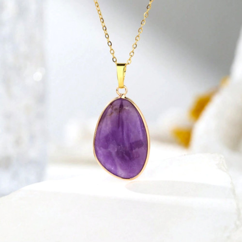 Natural stone oval pendant - stone,