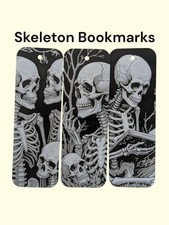 Set of 3 Skeleton Bookmarks – Plastic Textured Gothic Horror Spooky Book Lover