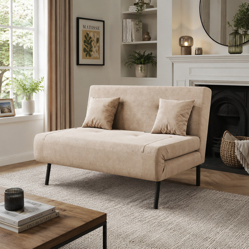 Sofa bed khaki velvet 2 - 3, 1