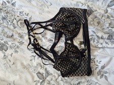 Ann Summers Black And Gold Choker Bra 38DD