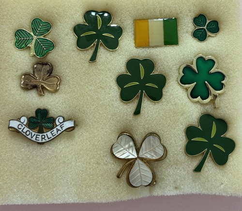 Irish clover and shamrock pin - clover,