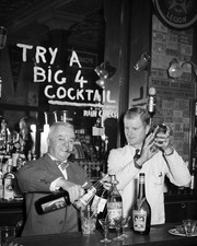 Big 4 Cocktail Drinking Bar Old  Black and White Print Poster