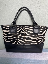  Designer Ri2K Black &Ivory Zebra printed hide & leather shoulder bag in VGC