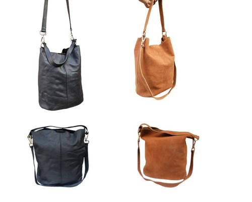 Soft suede tan leather bucket - soft,