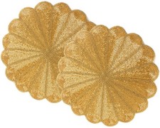 Handmade Beaded Charger Placemats Set of 2 - Glass Beads & Polyester Mat Harv...