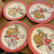 Christmas Santa Paper Plates Cross party products SEALED 8pks x 4 VINTAGE