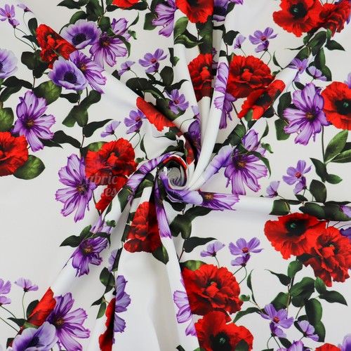Poppy floral jersey fabric - poppy,