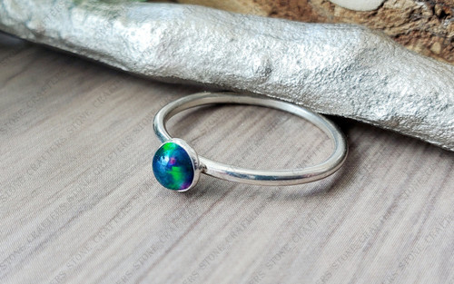 Black opal ring sterling - opal, ring,