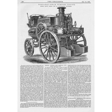 SHAND MASON & CO Portable Steam Pumping Engine Antique Print 1878