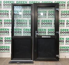 FRONT DOOR WITH SIDELIGHT UPVC BLACK EXTERNAL EXTERIOR PVCU DOUBLE GLAZED USED