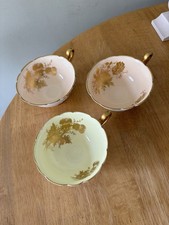 3 X Shelley Gold Thistle Bone China Tea Cup (0369 & 0367)  - Fine Bone China