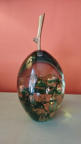 Forest green pear - shaped, glass
