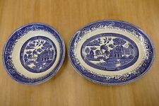 Vintage Washington Old Willow 9ins salad bowl and 13ins oval dish (MO)