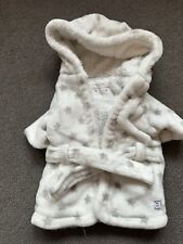 F&F Tiny Baby Hooded Dressing Gown Robe Grey Stars
