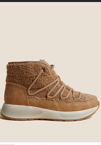 Borg winter lace up boots - m&s,