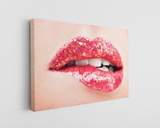 Glitter Lips Canvas Art Red