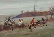 Edwardian Hunting Watercolour Countryside Landscape by Thomas Ivester Lloyd