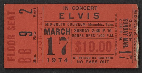 Elvis presley concert - elvis, ticket