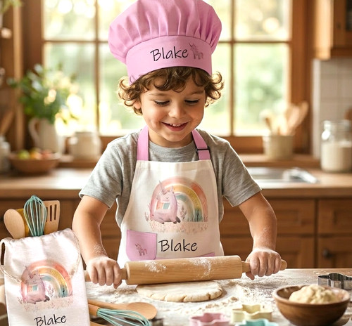 Personalised unicorn apron set - personalised,