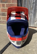 BLUEGRASS LEGIT FULL FACE MTB HELMET LARGE RED WHITE BLUE GREAT CONDITION
