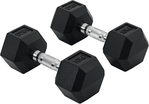 2x4 10kg rubber hex - hex, dumbbell