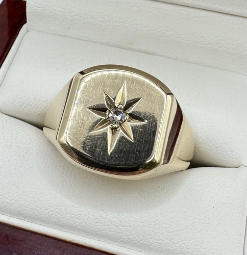9ct gold diamond set - 9ct, gents