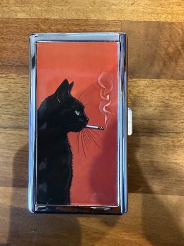 Black cat metal cigarette - black,