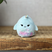 Squishmallow Squishville - Tiny Squishmallow - Nellie Tie-dye Narwhal White/blue