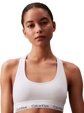 Calvin Klein Women's Modern Cotton Bralette Unlined Logo Underband White Medium