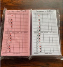 Progressive Whist Score Cards - Packs of 100 in Pink or White (CCS)