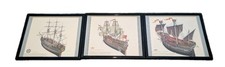 Set of 3 Framed Nautical Ship
