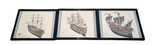 Set framed nautical ship - 3,