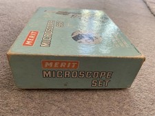 Merit Microscope Children's Student Kit 1950s Vintage Collectible, Boxed