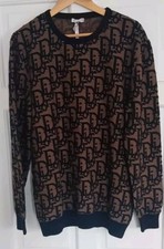 Christian Dior Sweater In Black And Brown Cotton Knit Size  2XL Never Been Worn 