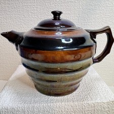 Vintage English Teapot with Iridescent Glaze | Collectable Brown Tea Kettle