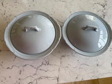 Vintage Johnson Bros Greydawn pale blue pair of serving bowls, nice condition 