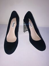 DUNE Size UK4 EU37 BLACK Suede Leather Gorgeous Classy Dressy Bling Block Heels