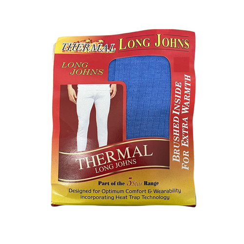 Mens blue brushed thermal - blue, long